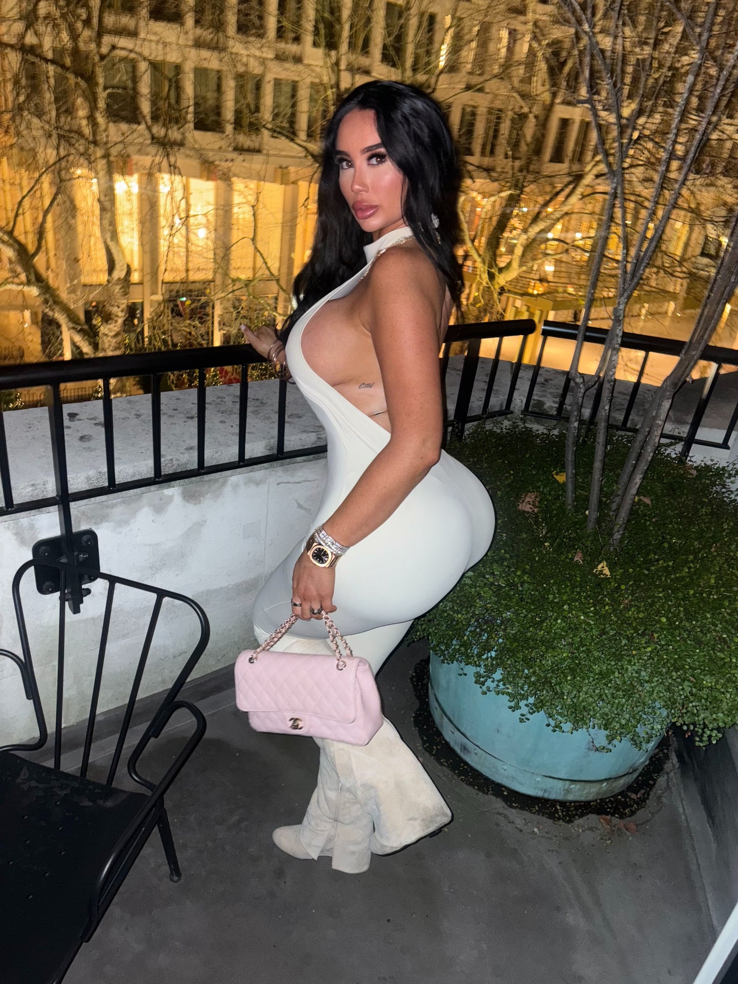 TORI backless high neck jumpsuit