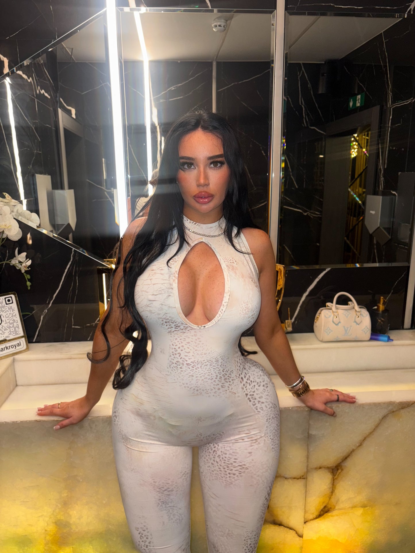 Raven capri snake print jumpsuit