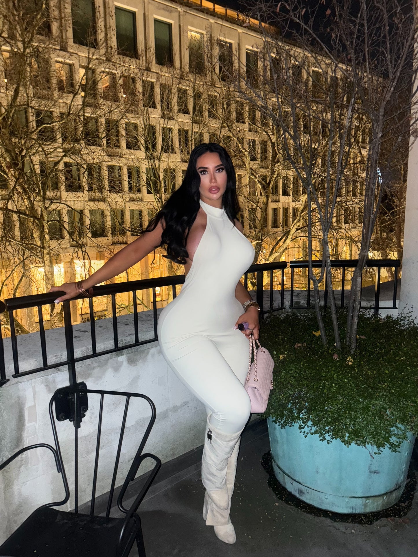 TORI backless high neck jumpsuit