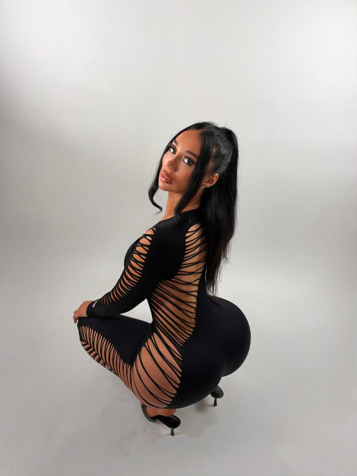 Cardi cut out bandage jumpsuit